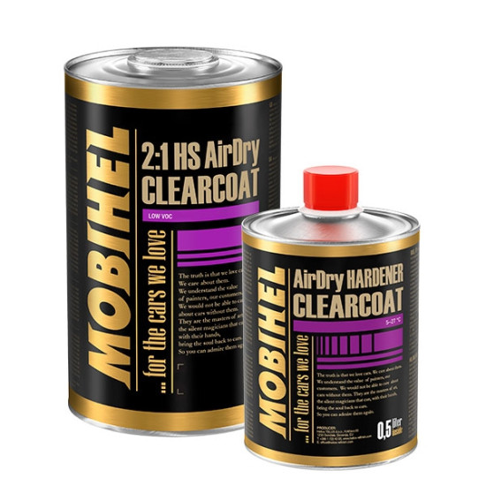 2K HS 2:1 акриловий лак AirDry low VOC Mobihel 1,0л + затверджувач AirDry 0,5л (комплект) 1,5л