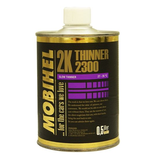 Розріджувач повільний 2300 - для 2К матеріалів (бл.10%) Mobihel 0,5л