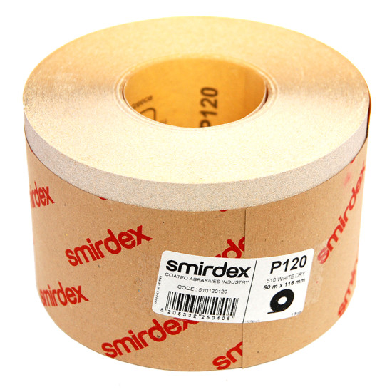 Наждачний папір Smirdex 510 White Line рулон білий 116ммх25м (50 м), Р=120